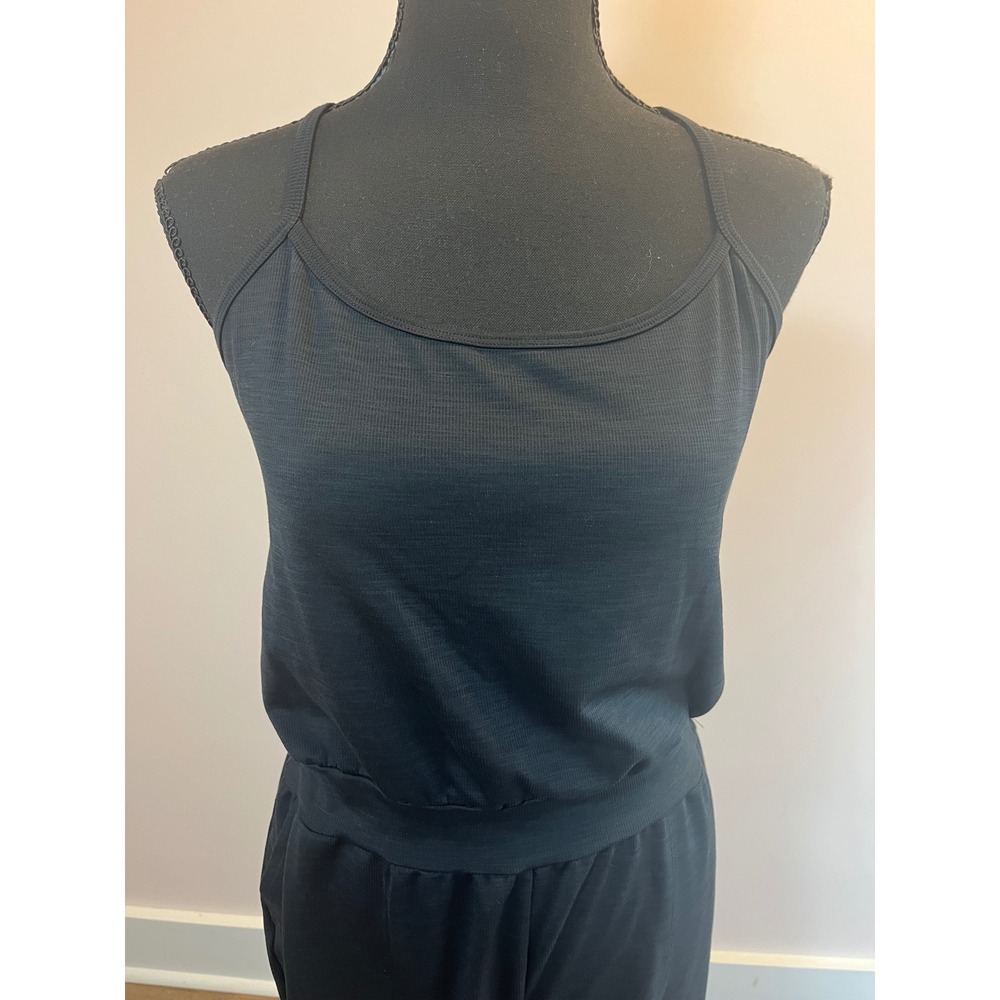 Beyond Yoga Lounge Around Black Ribbed Adjustable Strap Jogger Jumpsuit Size M - Picture 3 of 13